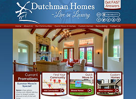 screenshot of Dutchman Homes website
